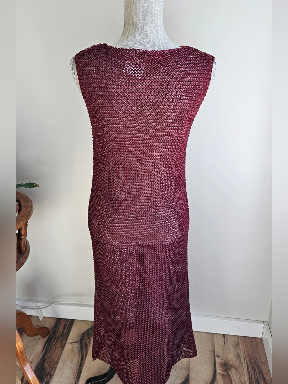 Zara Sleeveless Knit Maxi Dress in Burgundy - Picture 3 of 4